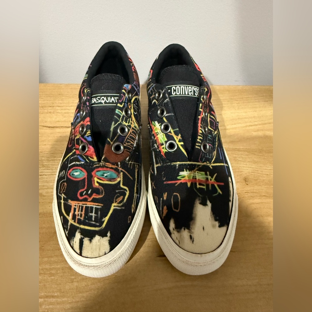 Converse Jean-Michel Basquiat Skid Grip Ox Shoes Size M 3 W 4.5 Black White